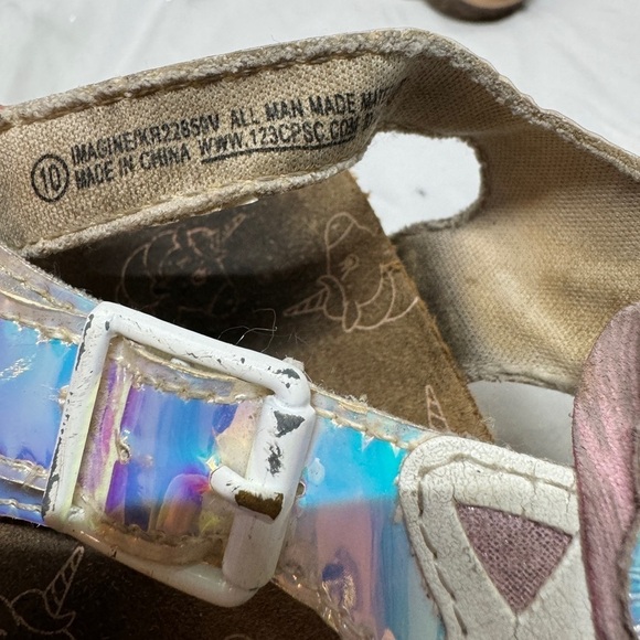 Seychelles Girls Unicorn Iridescent Velcro Ankle Strap Open Toe Sandals Size 10 - Picture 11 of 12